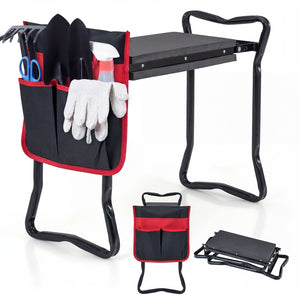 Garden Kneeler and Seat Folding Sturdy Gardening Stool-Black