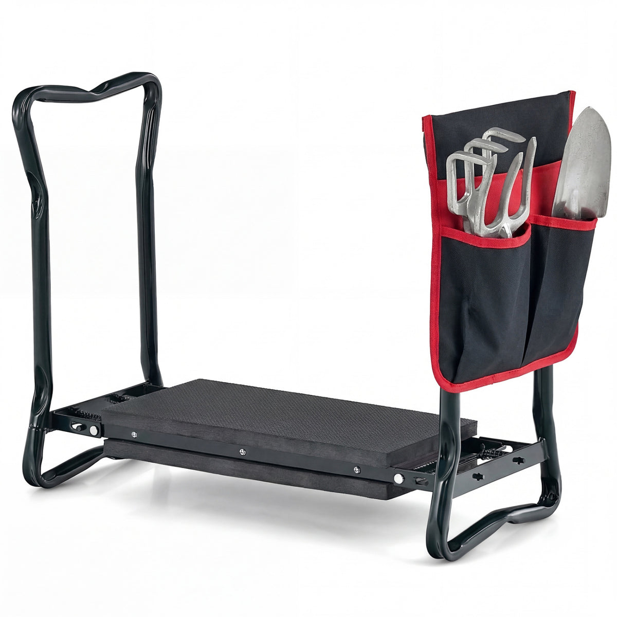 Garden Kneeler and Seat Folding Sturdy Gardening Stool-Black