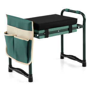Garden Kneeler and Seat Foldable Gardening Stool with Wide EVA Foam Padding-Green