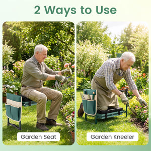 Garden Kneeler and Seat Foldable Gardening Stool with Wide EVA Foam Padding-Green