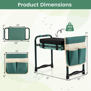 Garden Kneeler and Seat Foldable Gardening Stool with Wide EVA Foam Padding-Green