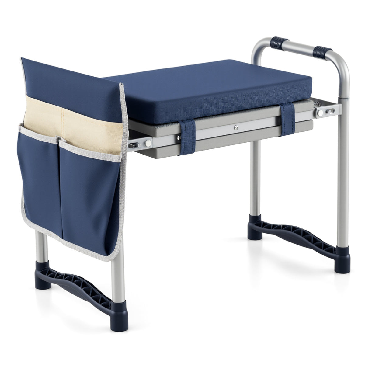 Garden Kneeler and Seat Foldable Gardening Stool with Wide EVA Foam Padding-Navy