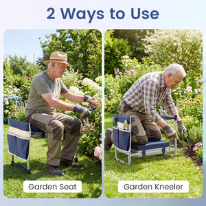 Garden Kneeler and Seat Foldable Gardening Stool with Wide EVA Foam Padding-Navy