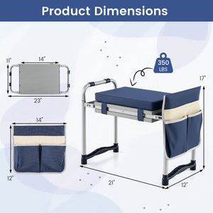 Garden Kneeler and Seat Foldable Gardening Stool with Wide EVA Foam Padding-Navy