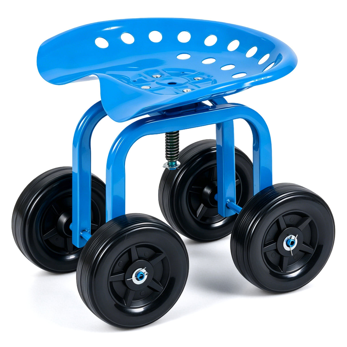 Garden Rolling Workseat with 360 ° Swivel Seat and Adjustable Height-Blue