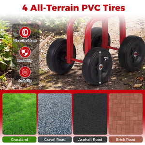 Garden Rolling Workseat with 360 ° Swivel Seat and Adjustable Height-Red