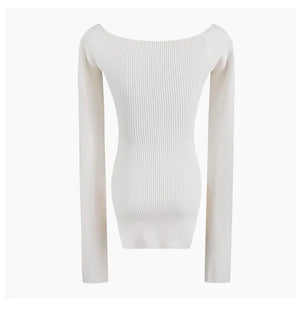 Ribbed Sweetheart Long Sleeve Top
