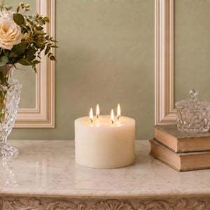 Giant 6 Inch Wide White Beeswax 4 Wick Candles 7 Sizes