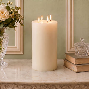 Giant 6 Inch Wide White Beeswax 4 Wick Candles 7 Sizes