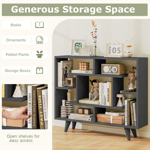 Geometric Bookcase with Anti-Tipping Kit and Storage Shelving Unit-Black
