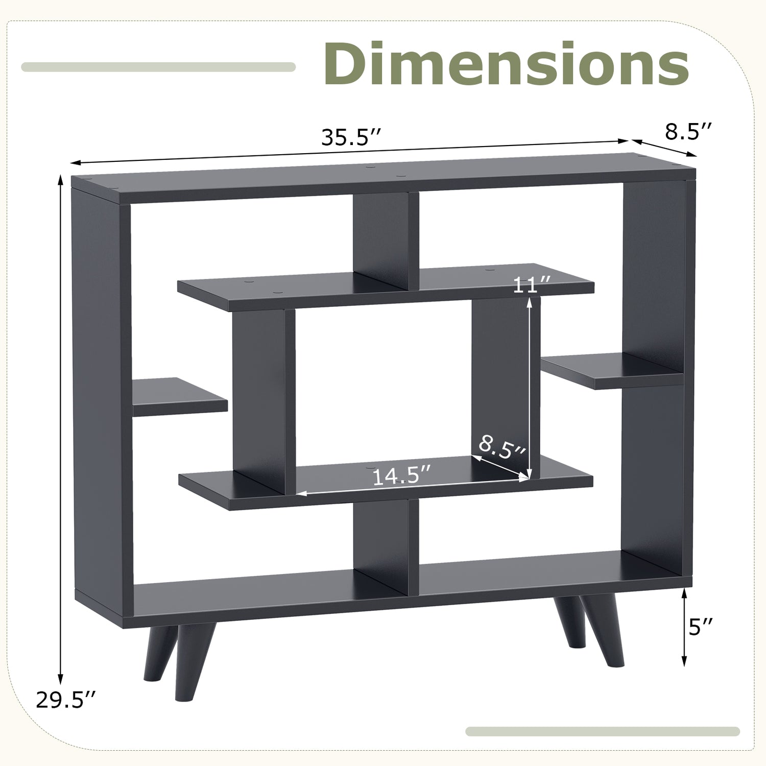 Geometric Bookcase with Anti-Tipping Kit and Storage Shelving Unit-Black