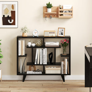 Geometric Bookcase with Anti-Tipping Kit and Storage Shelving Unit-Black
