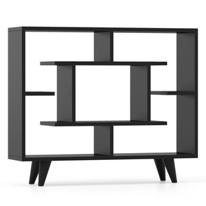 Geometric Bookcase with Anti-Tipping Kit and Storage Shelving Unit-Black