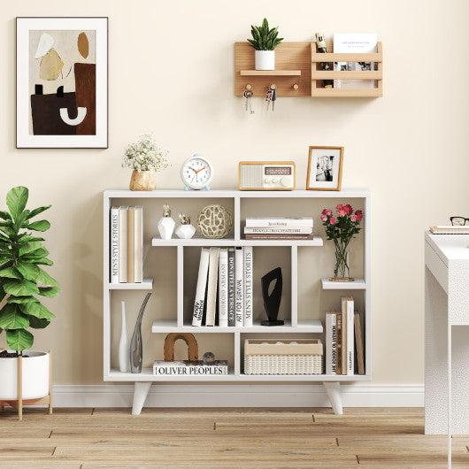 Geometric Bookcase with Anti-Tipping Kit and Storage Shelving Unit-White