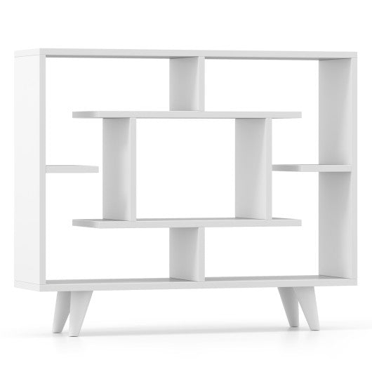 Geometric Bookcase with Anti-Tipping Kit and Storage Shelving Unit-White