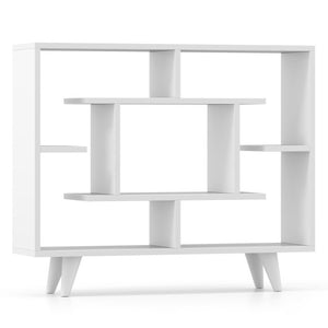 Geometric Bookcase with Anti-Tipping Kit and Storage Shelving Unit-White