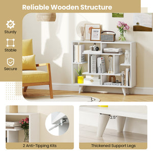 Geometric Bookcase with Anti-Tipping Kit and Storage Shelving Unit-White