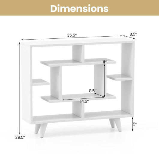 Geometric Bookcase with Anti-Tipping Kit and Storage Shelving Unit-White