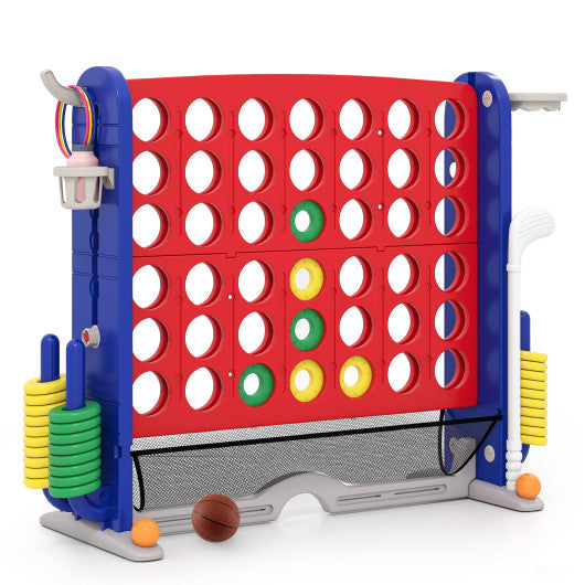 Jumbo 4-to-Score Game with Ring-toss and Basketball Hoop-Red