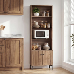 Giantex Bookshelf with Doors and 2 Anti-Tipping Kits for Home Office-Walnut