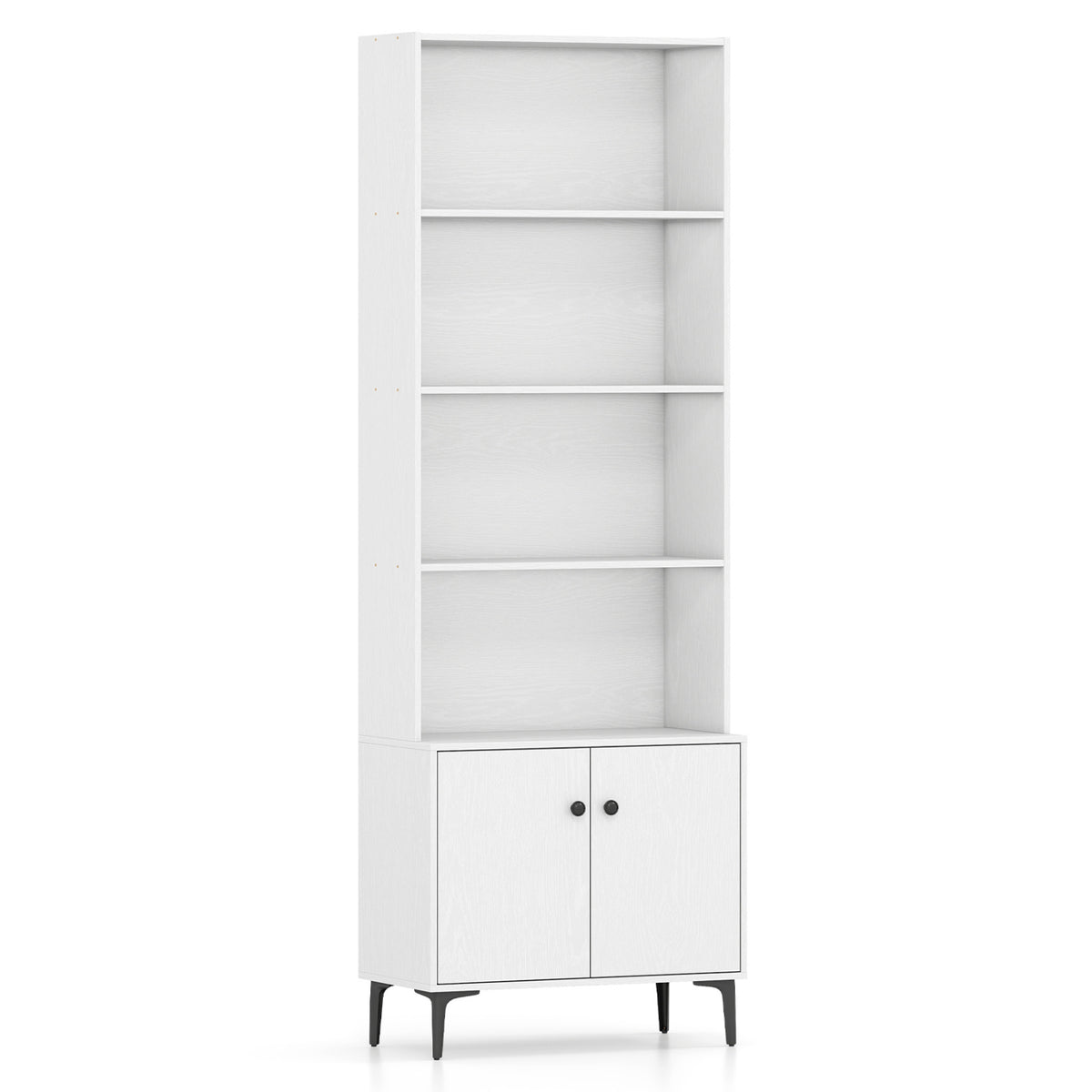Giantex Bookshelf with Doors and 2 Anti-Tipping Kits for Home Office-White