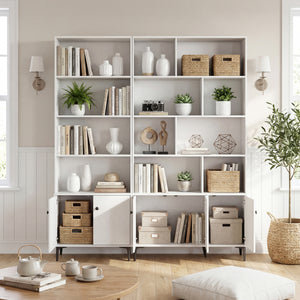 Giantex Bookshelf with Doors and 2 Anti-Tipping Kits for Home Office-White