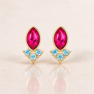 Girl Power Gemstone Leather Tag Earrings