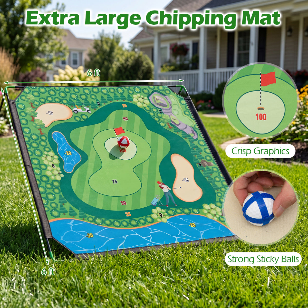 71 x 71 Inches Golf Chipping Game Set for Indoor and Outdoor Practice
