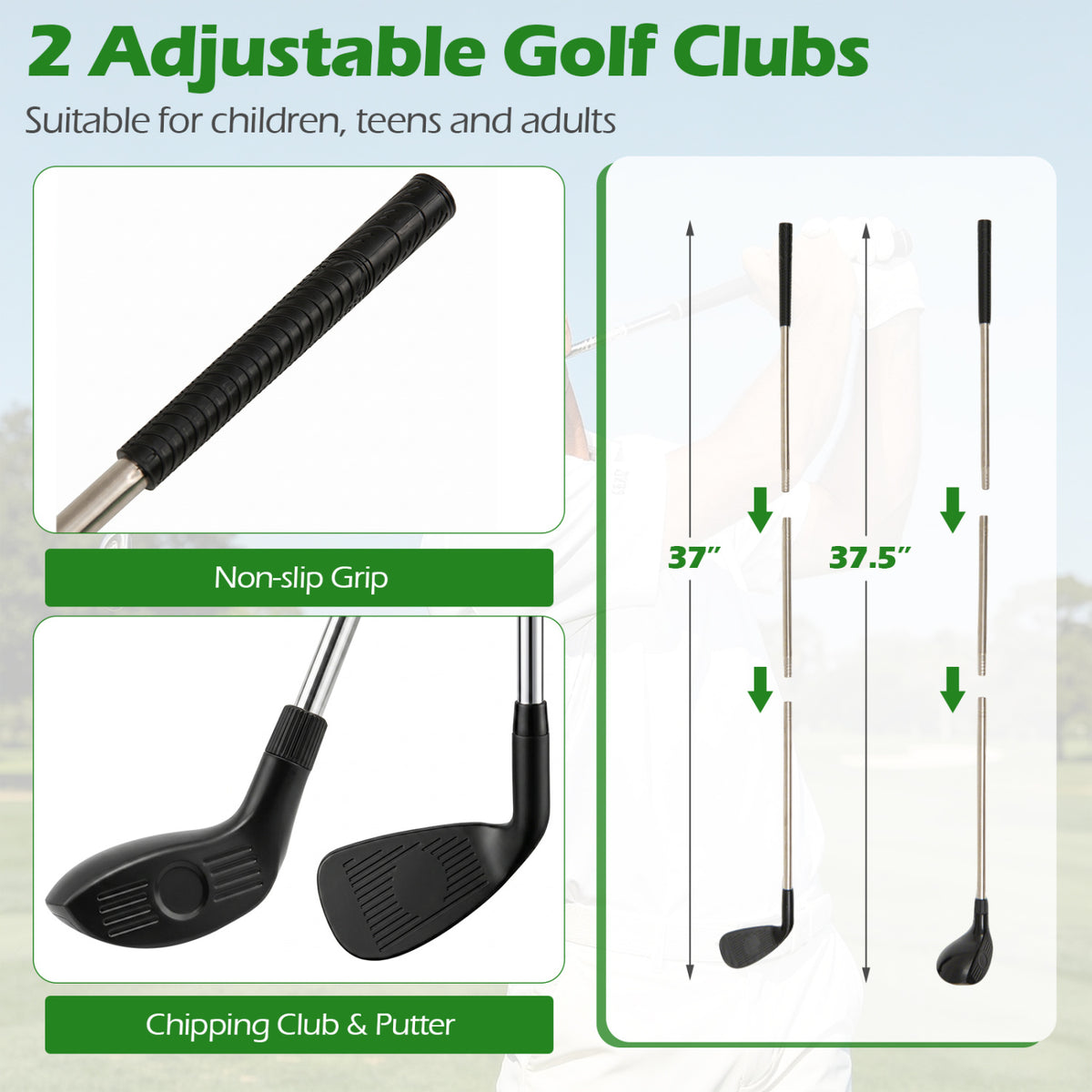 71 x 71 Inches Golf Chipping Game Set for Indoor and Outdoor Practice