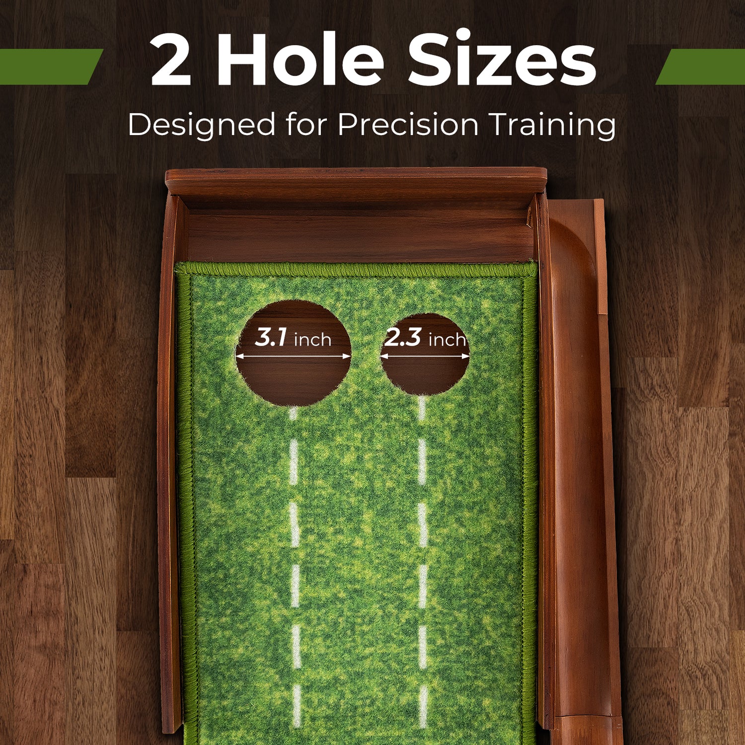 Golf Putting Mat Practice Training Aid with Auto Ball Return and 2 Hole Sizes