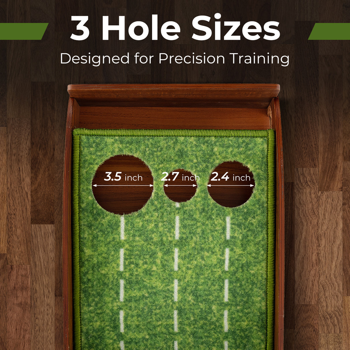 Golf Putting Mat Practice Training Aid with Auto Ball Return and 3 Hole Sizes