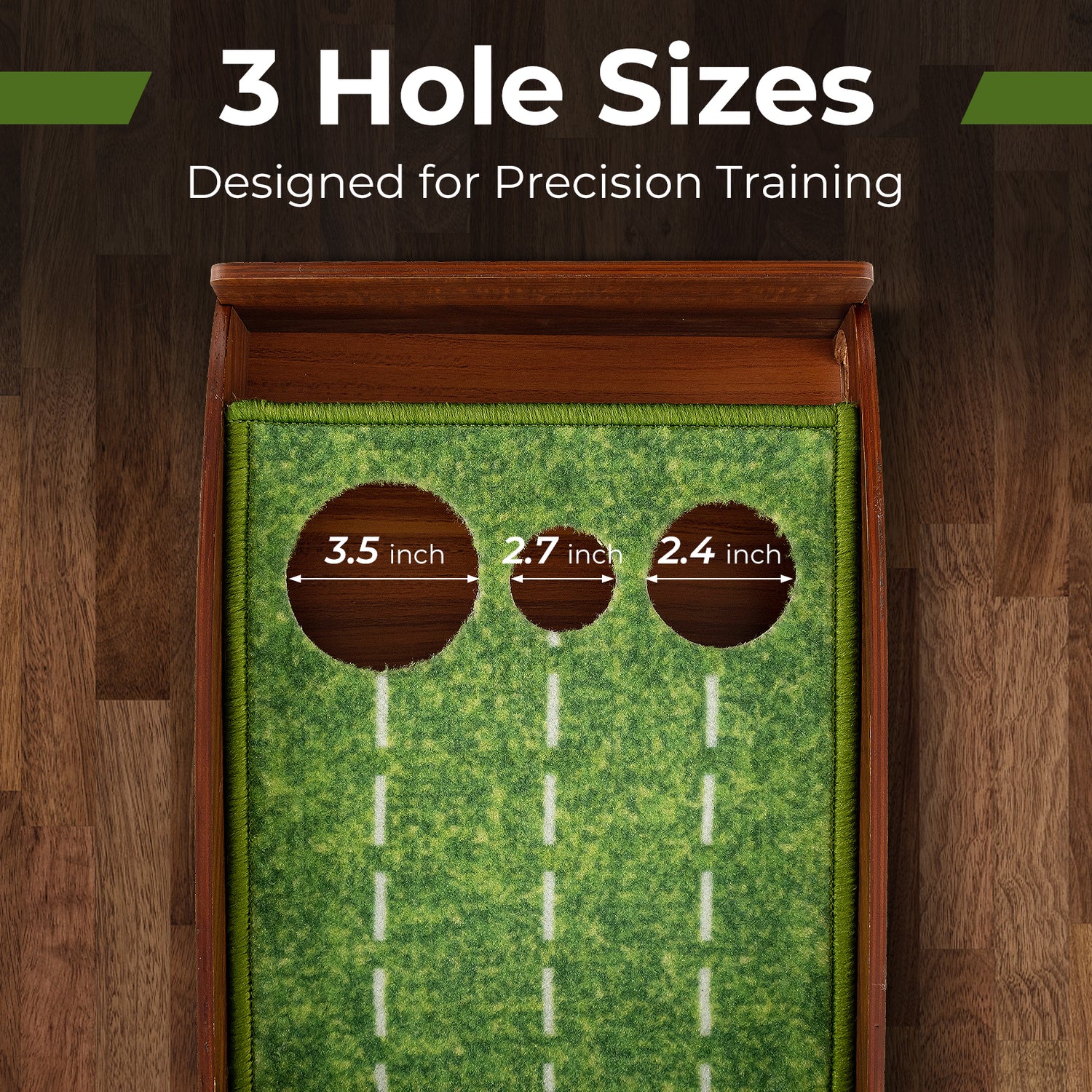 Golf Putting Mat Practice Training Aid with Auto Ball Return and 3 Hole Sizes