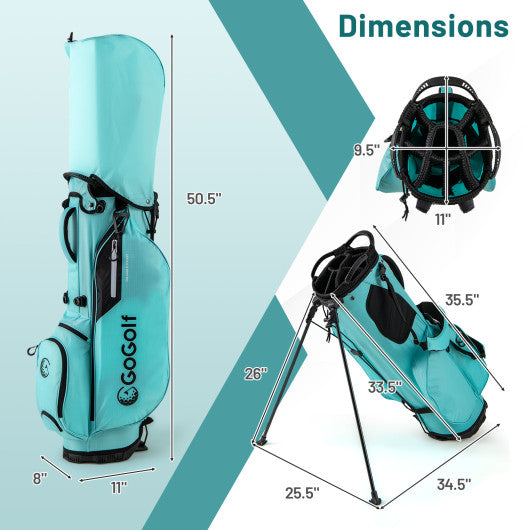 Golf Stand Bag Lightweight Golf Bag with 8 Way Top Dividers and 5 Zippered Pockets-Blue