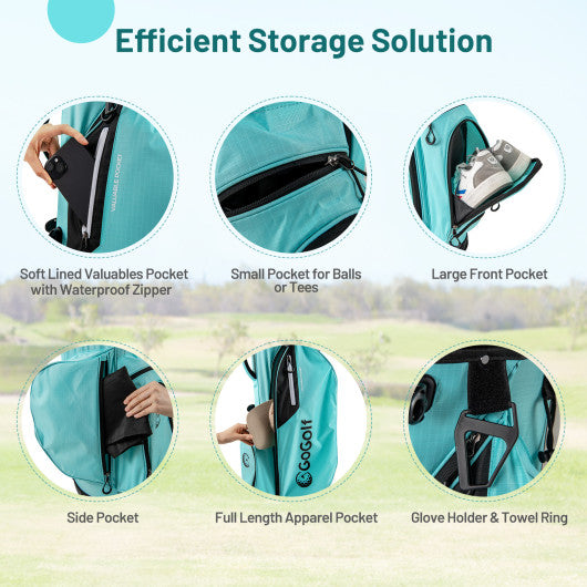 Golf Stand Bag Lightweight Golf Bag with 8 Way Top Dividers and 5 Zippered Pockets-Blue