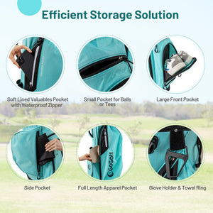 Golf Stand Bag Lightweight Golf Bag with 8 Way Top Dividers and 5 Zippered Pockets-Blue