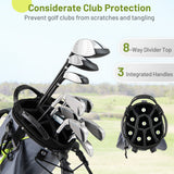 Golf Stand Bag Lightweight Golf Bag with 8 Way Top Dividers and 5 Zippered Pockets-Gray