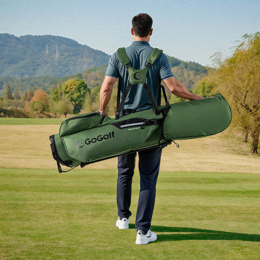 Golf Stand Bag Lightweight Golf Bag with 8 Way Top Dividers and 5 Zippered Pockets-Green
