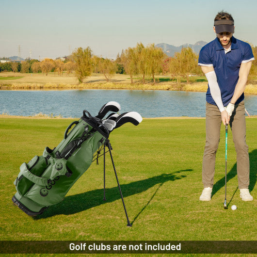 Golf Stand Bag Lightweight Golf Bag with 8 Way Top Dividers and 5 Zippered Pockets-Green