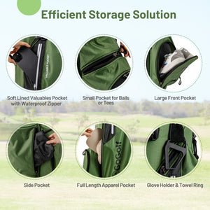 Golf Stand Bag Lightweight Golf Bag with 8 Way Top Dividers and 5 Zippered Pockets-Green