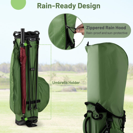 Golf Stand Bag Lightweight Golf Bag with 8 Way Top Dividers and 5 Zippered Pockets-Gray