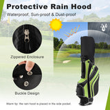 Golf Stand Cart Bag with 6-Way Divider Carry Pockets-Green