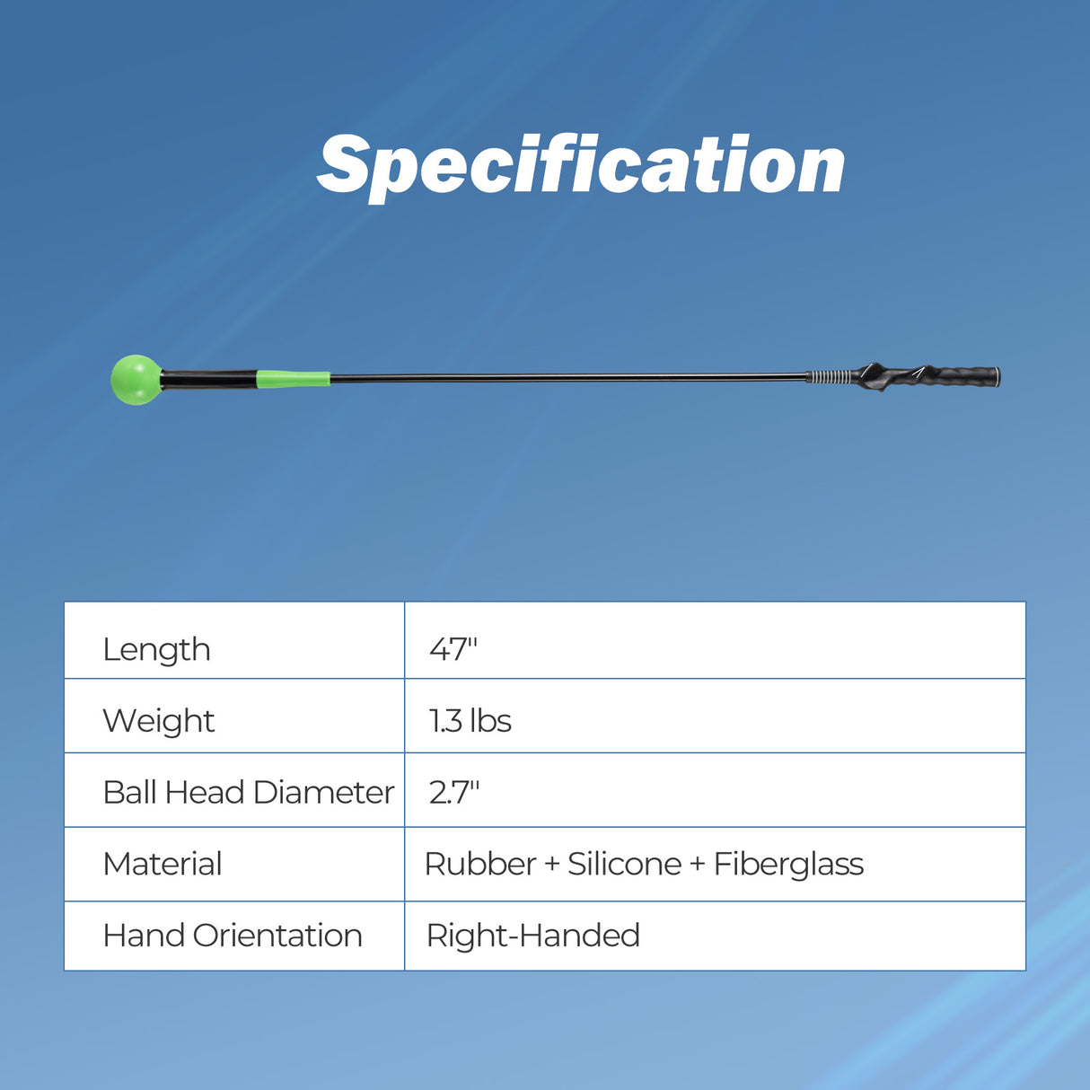 Golf Swing Trainer Aid 47inch/40inch/31.5inch Warm-up Practice Stick with Weighted Head for Grip-Green