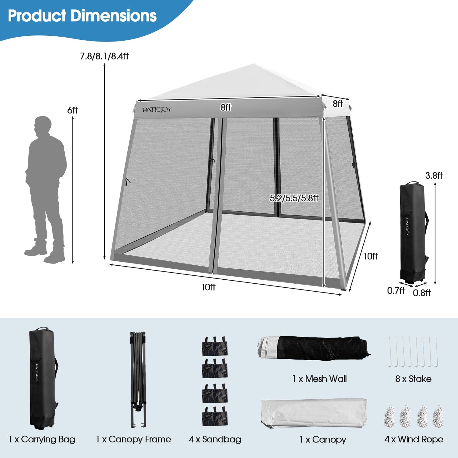 10 x 10 Feet Pop Up Canopy with with Mesh Sidewalls and Roller Bag-Gray by DirectDeals
