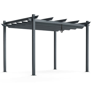 10 x 12 Feet Outdoor Aluminum Retractable Pergola Canopy Shelter Grape Trellis-Gray by DirectDeals