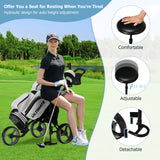 3 Wheels Folding Golf Push Cart with Seat Scoreboard and Adjustable Handle-Blue