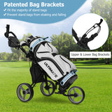 3 Wheels Folding Golf Push Cart with Seat Scoreboard and Adjustable Handle-Blue
