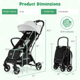 One-Hand Folding Portable Lightweight Baby Stroller with Aluminum Frame-Blue