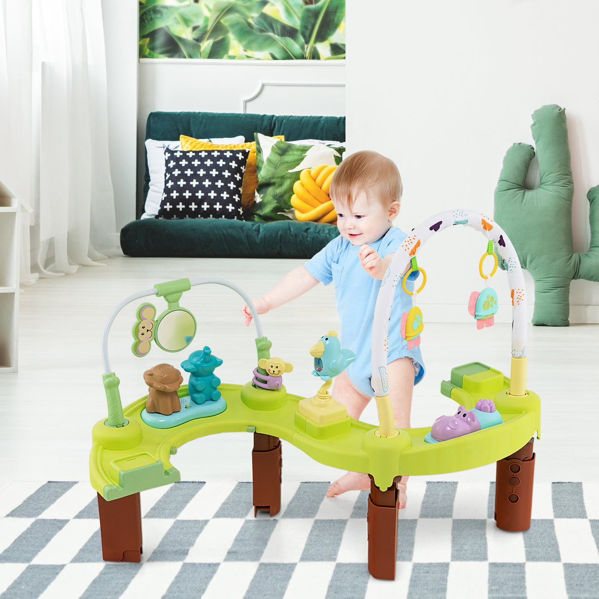 3-in-1 Baby Activity Center with 3-position for 0-24 Months-Pink
