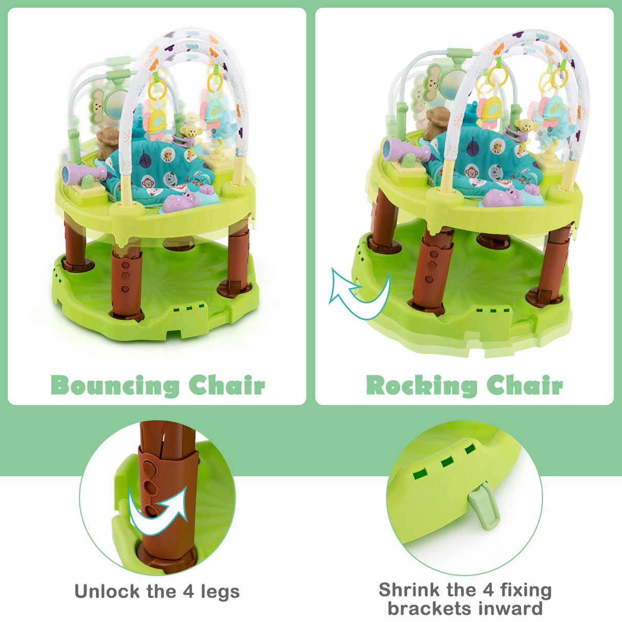 3-in-1 Baby Activity Center with 3-position for 0-24 Months-Pink