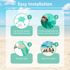 20 x 20 Feet Beach Canopy Tent with UPF50+ Sun Protection and Shovel-Green